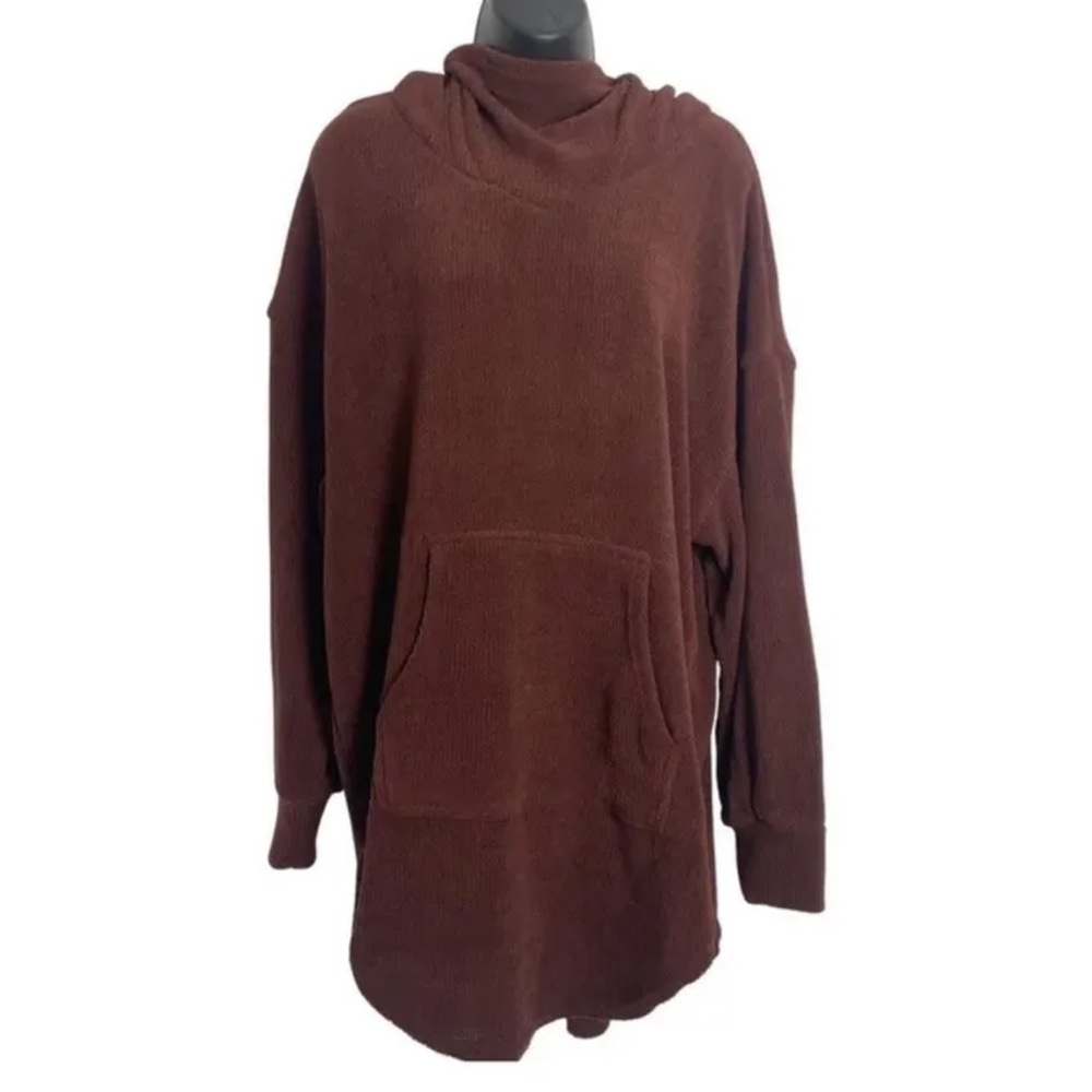 Free People Everywhere Oversized Hoodie Size XS Sweater Or Short Dress Burgundy